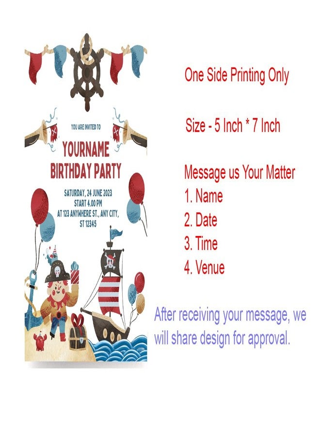 Yellow Nuts Personalized Birthday Invitation For Birthday 16 Pcs Ship Sailor Theme Greeting Card For Kids Girls and Boys - Image 3